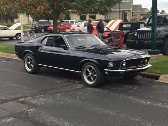 Completed car at a car show. 